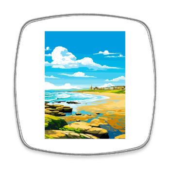 Porthcawl Cornwall Vintage Reiseposter Souvenir - Viereckiger Kühlschrankmagnet - Weiß - Vorne