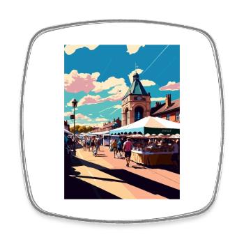Pontefract England Vintage Travel Poster Souvenir - Square fridge magnet - white - Front