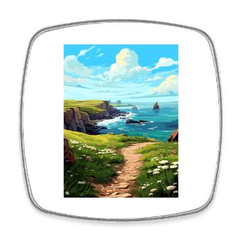 Lands End Cornwall Vintage voyage affiche Souvenir - Magnet carré - blanc - Devant