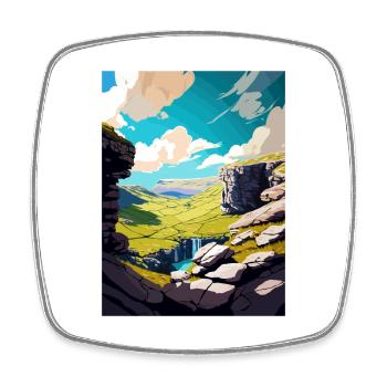 Malham Cove England Vintage Reiseposter Souvenir - Viereckiger Kühlschrankmagnet - Weiß - Vorne