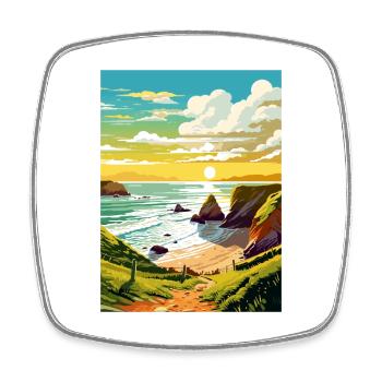 Hartland Quay Devon Vintage Travel Poster Souvenir - Square fridge magnet - white - Front