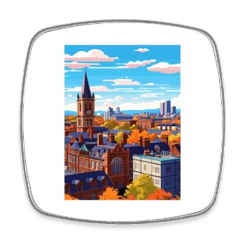 Manchester England Vintage Travel Poster Souvenir - Square fridge magnet - white - Front