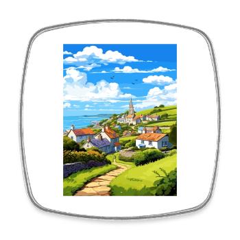St Keverne Cornouailles Vintage voyage affiche Souvenir - Magnet carré - blanc - Devant