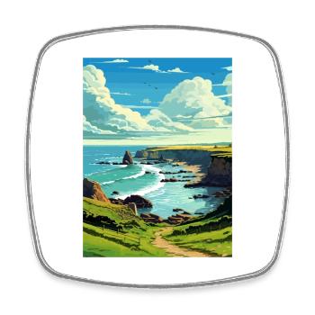 Hartland Quay Devon Vintage Travel Poster Souvenir - Square fridge magnet - white - Front