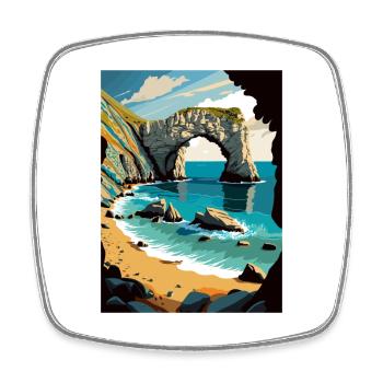 Durdle Door England Vintage Reiseposter Souvenir - Viereckiger Kühlschrankmagnet - Weiß - Vorne