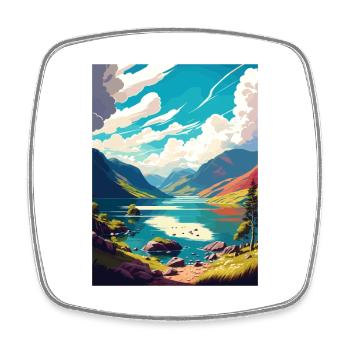 Loch Ness Scotland Vintage Travel Poster Souvenir - Square fridge magnet - white - Front