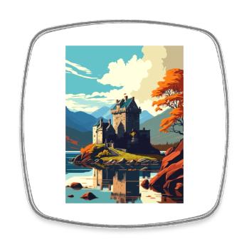 Loch Duich Scotland Vintage Travel Poster Souvenir - Square fridge magnet - white - Front