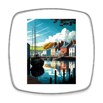 Kingsbridge England Vintage Travel Poster Souvenir - Square fridge magnet - white - Front