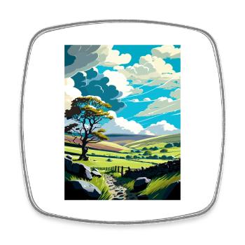 Wensleydale England Vintage Travel Poster Souvenir - Square fridge magnet - white - Front