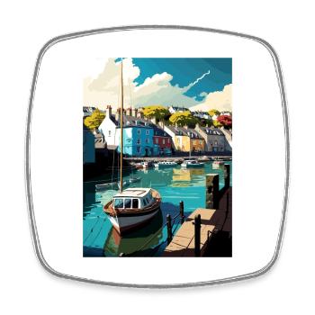 Kingsbridge England Vintage Travel Poster Souvenir - Square fridge magnet - white - Front