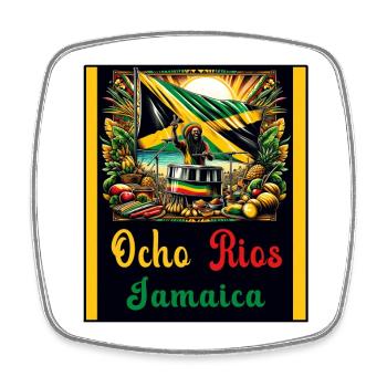 Jamaica Ocho Rios Reggae Design - Square fridge magnet - white - Front