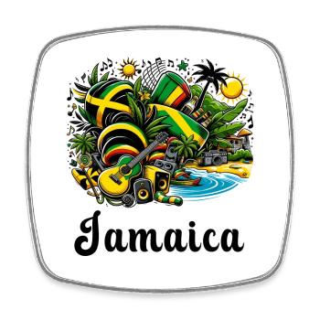 Design du drapeau des Caraïbes de la Jamaïque - Magnet carré - blanc - Devant