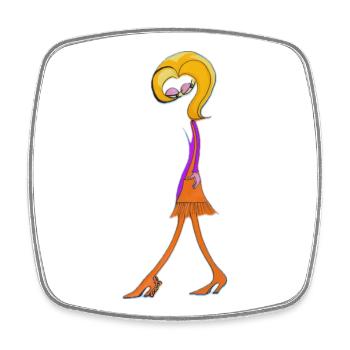 Verspielte Doodle-Diva - Viereckiger Kühlschrankmagnet - Weiß - Vorne