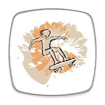 Skateboard style - Square fridge magnet - white - Front