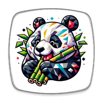 Panda - Viereckiger Kühlschrankmagnet - Weiß - Vorne