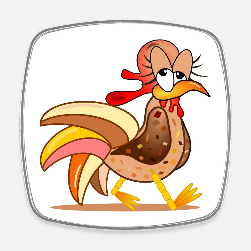 POULAILLER POULETS BANDE DESSINÉE - Magnet carré - blanc