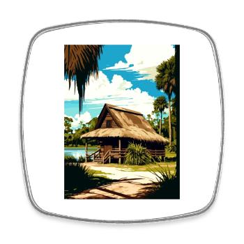 De Leon Springs State Park Florida Travel Poster - Square fridge magnet - white - Front