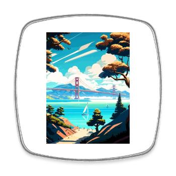 Affiche de voyage de la région de la baie de San Francisco en Californie - Magnet carré - blanc - Devant