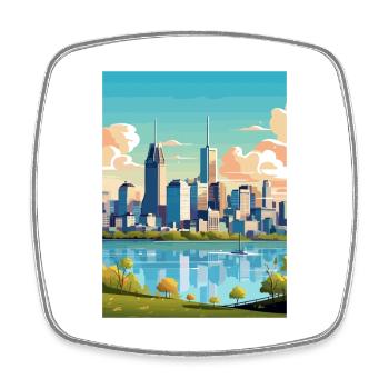 Montréal Montrealgift Canada Affiche de voyage Vintage - Magnet carré - blanc - Devant