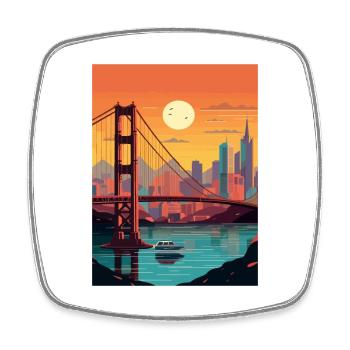 Affiche de voyage du Golden Gate de San Francisco en Californie - Magnet carré - blanc - Devant