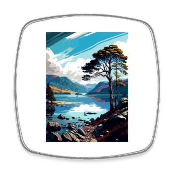 Derwentwater Vintage Reiseposter WPA Souvenir - Viereckiger Kühlschrankmagnet - Weiß - Vorne