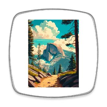 Half Dome Trail Yosemite Californie affiche de voyage - Magnet carré - blanc - Devant