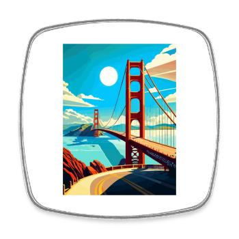 Affiche de voyage du Golden Gate de San Francisco en Californie - Magnet carré - blanc - Devant