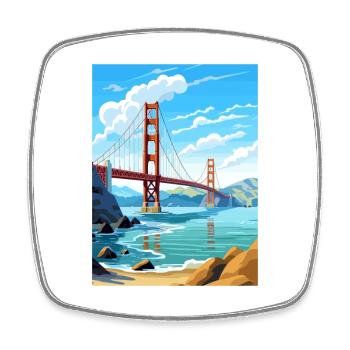 San Francisco Golden Gate Kalifornien Reiseposter - Viereckiger Kühlschrankmagnet - Weiß - Vorne