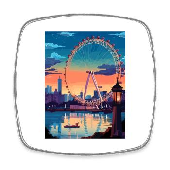 London Eye Vintage Travel Poster WPA Souvenir - Square fridge magnet - white - Front