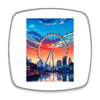 London Eye Vintage Travel Poster WPA Souvenir - Square fridge magnet - white - Front