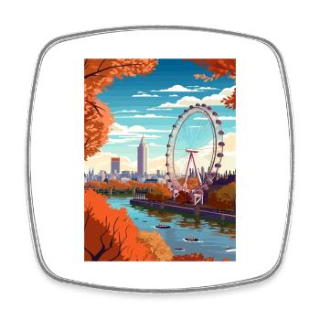 London Eye Vintage Travel Poster WPA Souvenir - Square fridge magnet - white - Front