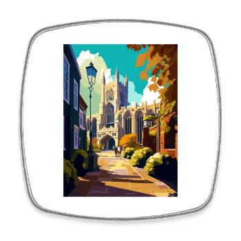 Canterbury Vintage Travel Poster WPA Souvenir - Square fridge magnet - white - Front