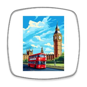 London England Vintage Travel Poster WPA Souvenir - Square fridge magnet - white - Front