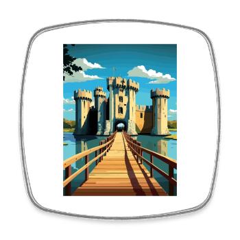 Bodiam Castle Vintage Travel Poster WPA Souvenir - Square fridge magnet - white - Front