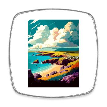 Pembrokeshire Vintage Travel Poster WPA Souvenir - Square fridge magnet - white - Front