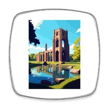 Fountains Abbey Vintage Travel Poster WPA Souvenir - Square fridge magnet - white - Front