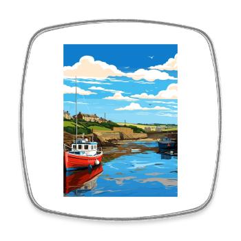 Bude Cornwall Vintage Reiseposter WPA Souvenir - Viereckiger Kühlschrankmagnet - Weiß - Vorne