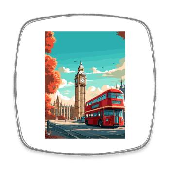 Big Ben Londres Vintage voyage affiche WPA Souvenir - Magnet carré - blanc - Devant