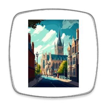 Oxford England Vintage Reiseposter WPA Souvenir - Viereckiger Kühlschrankmagnet - Weiß - Vorne