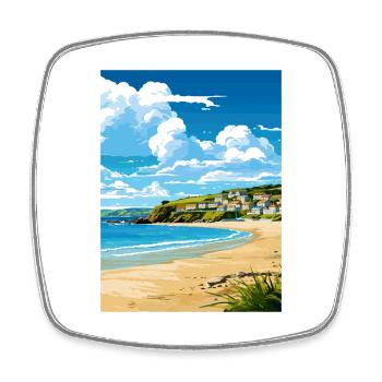 Porth Cornwall Vintage Reiseposter WPA Souvenir - Viereckiger Kühlschrankmagnet - Weiß - Vorne