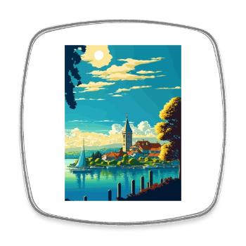 Lake Constance Vintage Travel Poster WPA Souvenir - Square fridge magnet - white - Front