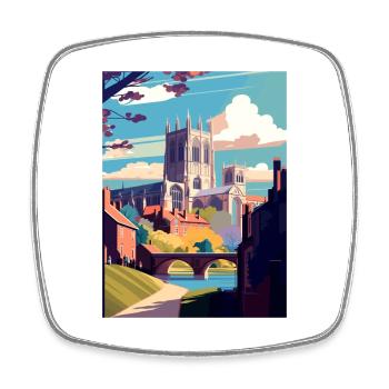 Durham England Vintage Reiseposter WPA Souvenir - Viereckiger Kühlschrankmagnet - Weiß - Vorne