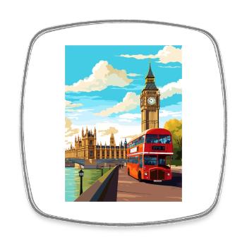 Londres Angleterre Vintage voyage affiche WPA Souvenir - Magnet carré - blanc - Devant