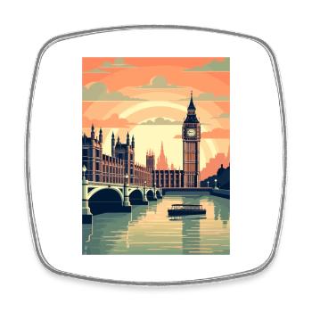 London England Vintage Travel Poster WPA Souvenir - Square fridge magnet - white - Front