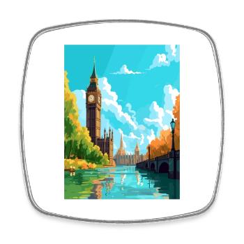 Londres Angleterre Vintage voyage affiche WPA Souvenir - Magnet carré - blanc - Devant