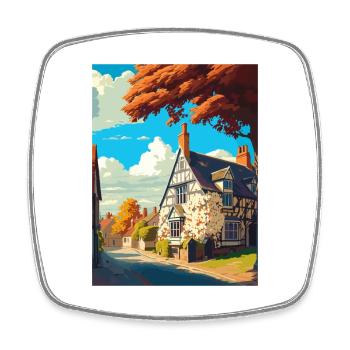Burford England Vintage Travel Poster WPA Souvenir - Square fridge magnet - white - Front