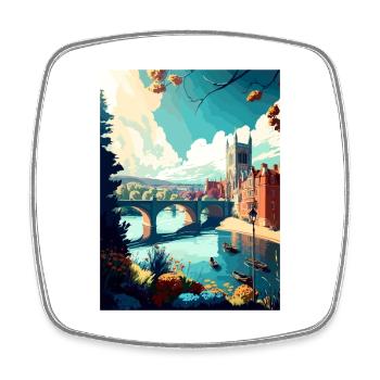 Exeter England Vintage Reiseposter WPA Souvenir - Viereckiger Kühlschrankmagnet - Weiß - Vorne