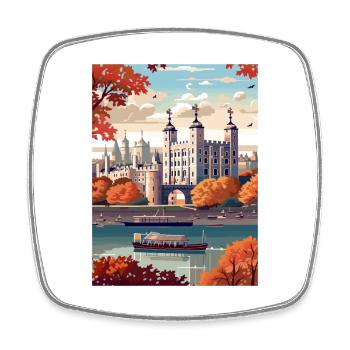 Tour De Londres Vintage Voyage Affiche WPA Souvenir - Magnet carré - blanc - Devant