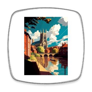 Norwich England Vintage Travel Poster WPA Souvenir - Square fridge magnet - white - Front