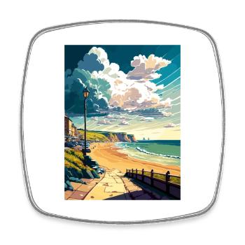 West Bay, Angleterre, Affiche de voyage vintage, Souvenir - Magnet carré - blanc - Devant